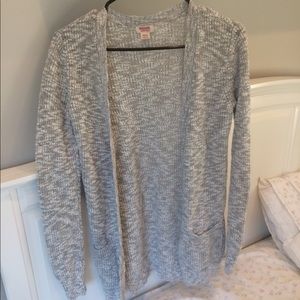 Gray white heathered oversized cardigan sweater